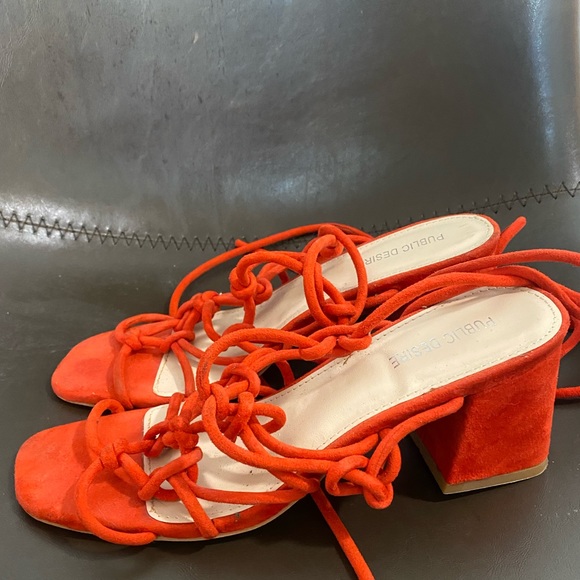 Strappy Red Sandal Heels - Picture 5 of 5